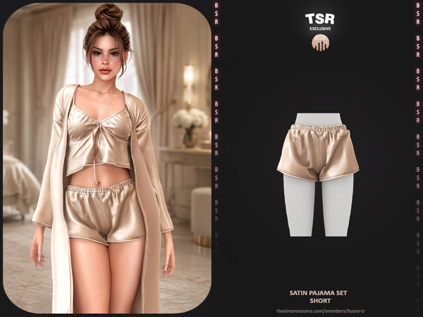 Sims 4 — Satin Pajama Set - Short BD1689 by busra-tr — - BD1689