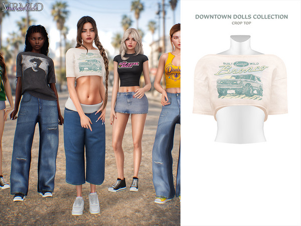 Sims 4 — MERMALADE Crop Top by Mermalade — Baggy High Waist Jean