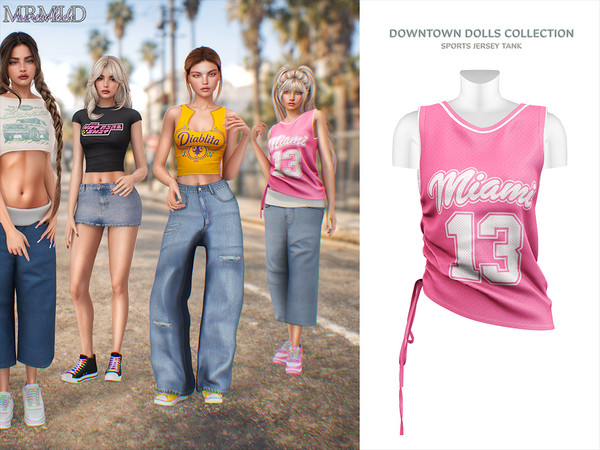 Sims 4 — MERMALADE Sports Jersey Tank by Mermalade — Baggy High Waist Jean