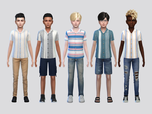 Sims 4 — Multi Stripe Shirt Boys by McLayneSims — TSR EXCLUSIVE