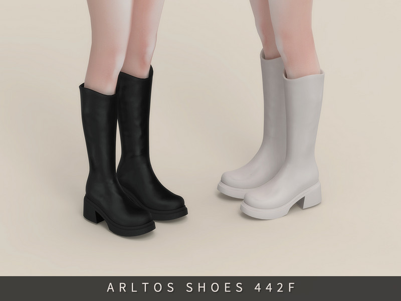 Sims 4 heel CC Chunky Platform Boots Female by Arltos