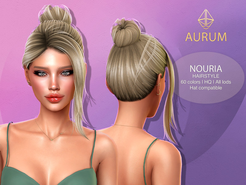 Sims 4 sculpted and creative hairstyle CC Aurum Nouria updo hairstyle by Aurum