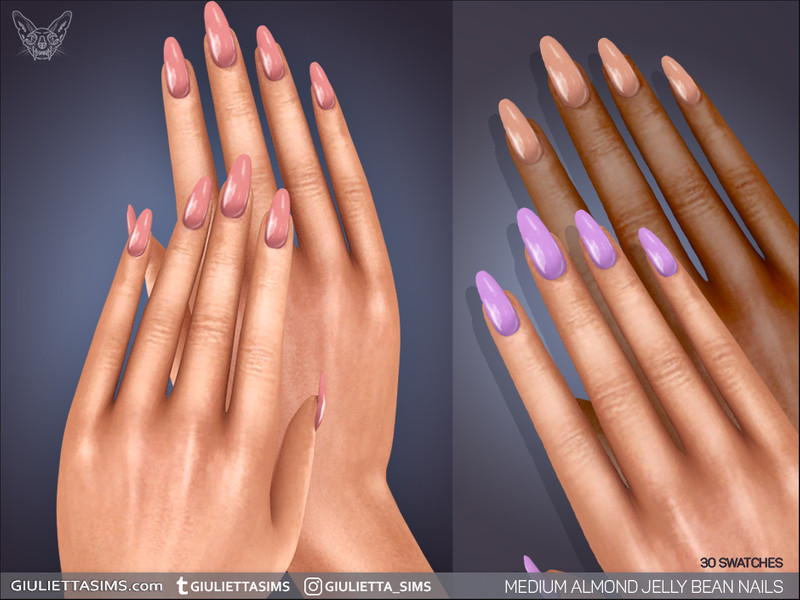 Sims 4 Medium Almond Jelly Nails by feyona