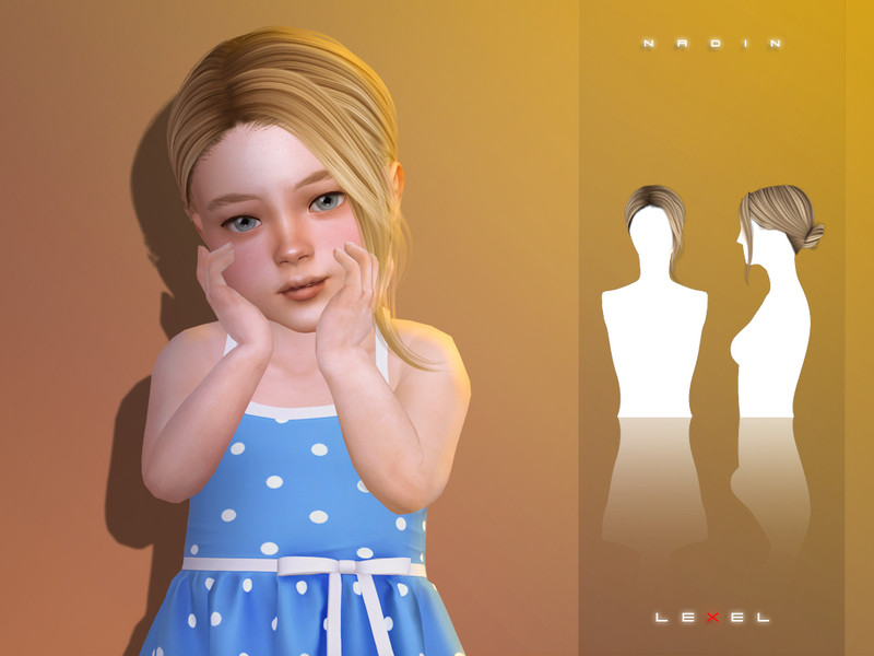 Sims 4 wavy hair CC LEXEL - Nadin elegant bun with wavy frontal part "toddler hairstyle" by LEXEL_s