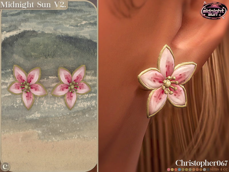 Sims 4 Midnight Sun Earrings V2 - Summer Flower Stud Earrings by christopher0672