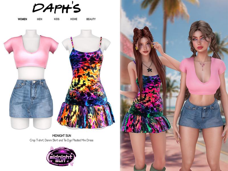 Sims 4 streetwear fashion CC DAPHS - MIDNIGHT SUN - Denim Skirt C1805 - TSR by Daph's