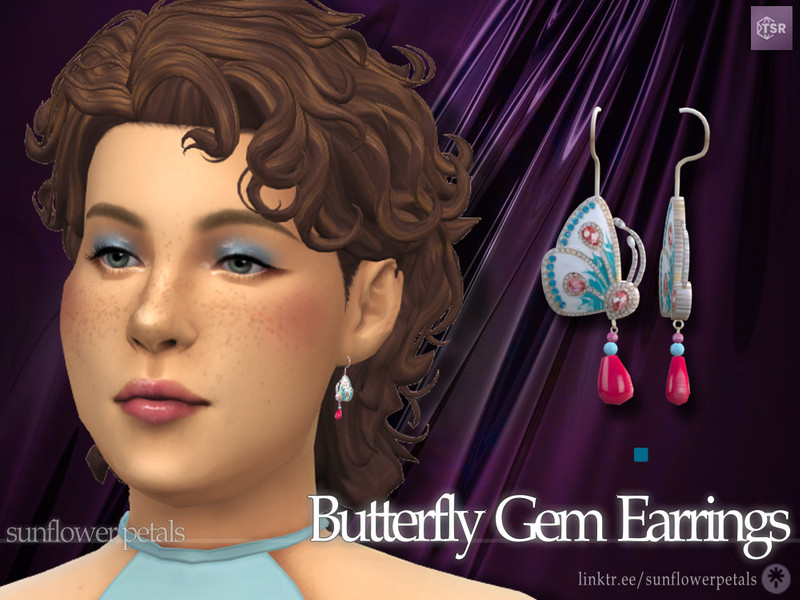 Sims 4 Butterfly Gem Earrings by SunflowerPetalsCC