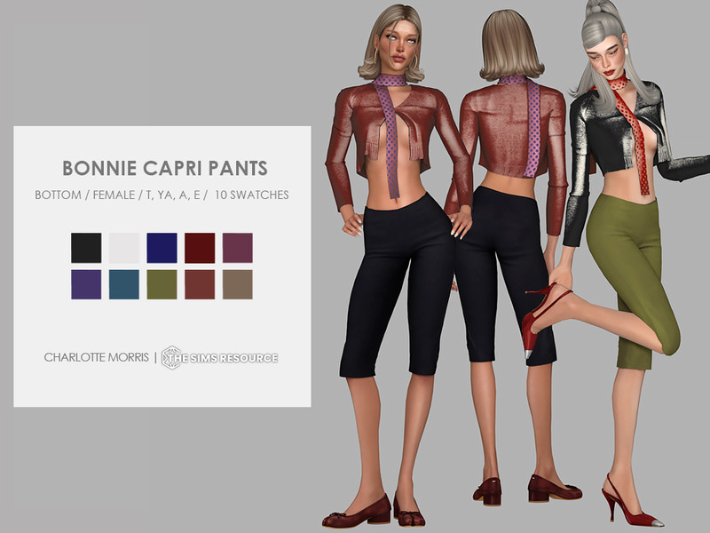 Sims 4 CC Bonnie Capri Pants by Charlotte_Morris