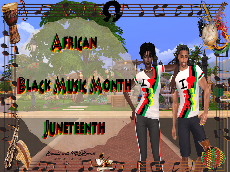 Sims 4 men everyday clothing CC Adult Male Africa Black Music Month Juneteenth T-Shirt by MsDSweets