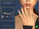 Sims 4 — Multi Gold Bands Left Hand by Pitted0live — Simple gold bands for all left hand fingers Custom catalog image