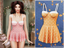 Sims 4 — Polka dot swimdress by MysteriousOo — This vintage inspired one-piece swimdress features a fitted bodice with