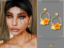Sims 4 — Orange Flower Gold Hoop Earring by Glitterberryfly — Orange Flower Gold Hoop Earring