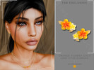 Sims 4 — Orange Flower Gold Leaf Stud Earring by Glitterberryfly — Orange Flower Gold Leaf Stud Earring
