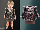 Sims 4 — Infant - Rose print dress with bow and textured skirt by Garfiel — A sweet infant dress featuring a soft rose