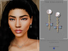 Sims 4 — Blue Dragonfly Dangle Earring by Glitterberryfly — A pearl and blue dragonfly pendant gold earring