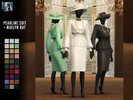 Sims 4 — Pearline Two-Piece Suit and Maelyn Hat Set by rustys_cc — Suit Dress, Blouse, and match Hat Set for Royal Lady's