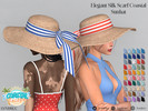 Sims 4 — Coastal Escape - Elegant Silk Scarf Coastal Sunhat by LVNDRCC — Straw hat with a wide brim, decorated with a