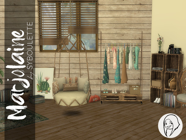 Sims 4 — Marjolaine - Shelves by Syboubou — Those shelves are made from recycled crates to respect environment and