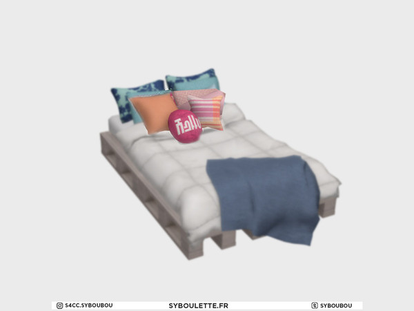 Sims 4 — Millennial - Throw pillows (simlish) by Syboubou — The throw pillows are slotable into the millennial bed and