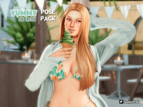 Sims 4 — POSEPACK - Yummy ice cream by Jenfred — Sims 4 Posepack for Summer
