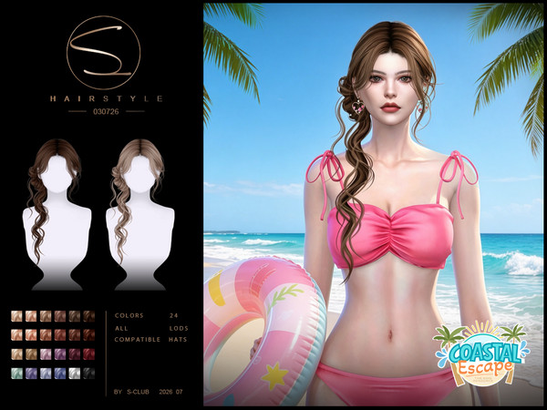 Sims 4 — S-CLUB WET HAIRSTYLE Coastal Escape by S-Club — Wet hairstyle hope you like, thank you.