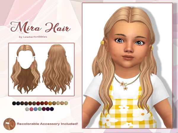 Sims 4 — Mira Hair - Toddler version by Lewbertsn00tles — A long, wavy hairstyle with the sides clipped back. Maxis Match