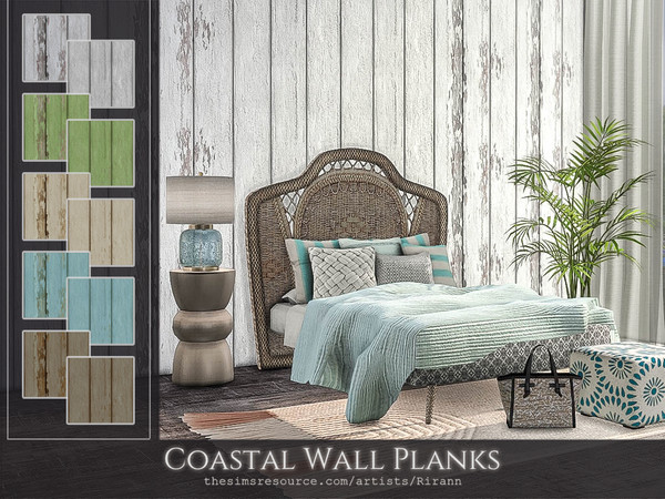 Sims 4 — Coastal Wall Planks by Rirann — Coastal Wall Planks