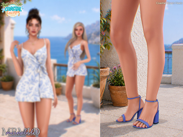Sims 4 — MERMALADE Coastal Bloom Heels by Mermalade — Coastal Bloom Wrap Dress