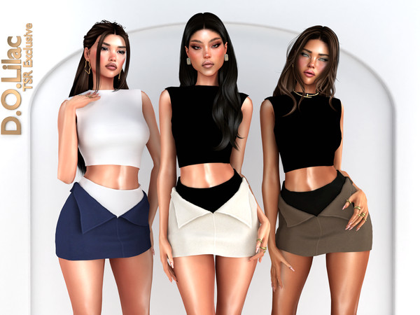 Sims 4 — Modern Minimal Chic Set by DOLilac — Includes: (Top + Bottom)