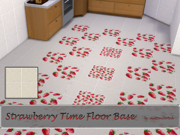 Sims 4 — Strawberry Time Floor Base by matomibotaki — Strawberry season has arrived, and now we can enjoy them on our