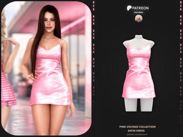Sims 4 — Pink Voltage Collection - 1 Satin Dress P273 by busra-tr — Note: This dress was previously shared with my