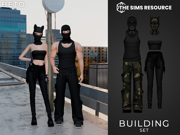 Sims 4 — By Beto - Building (Pants Female Version) by Beto_ae0 — Fun and daring couple's outfit, enjoy!