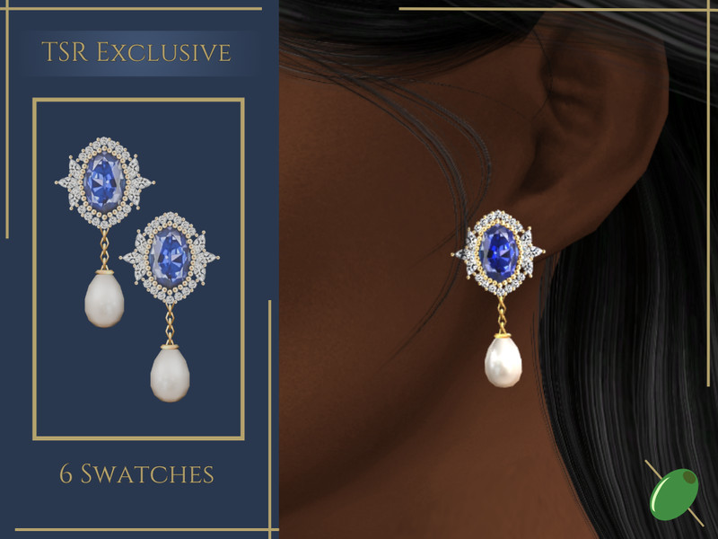 Sims 4 Clara Sapphire Pearl Earrings by Pitted0live