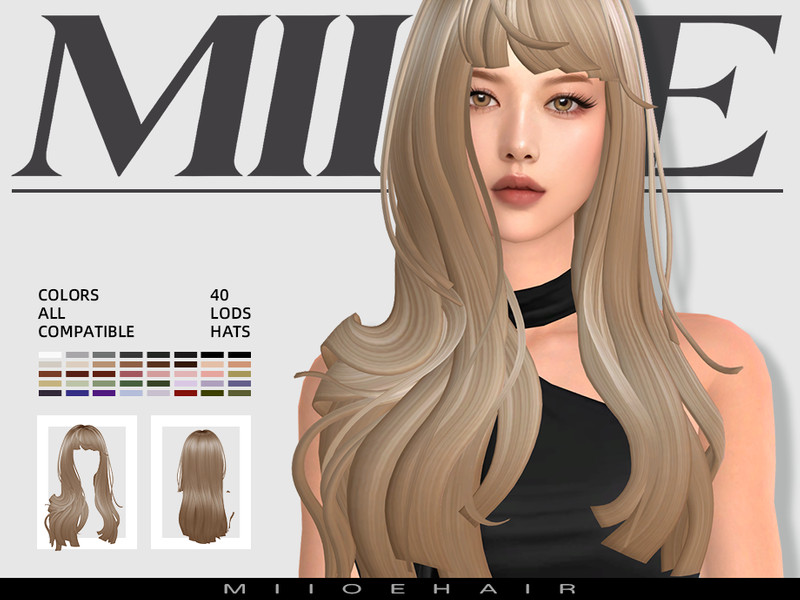 Sims 4 CC MIIOE-straight hair by MIIOE
