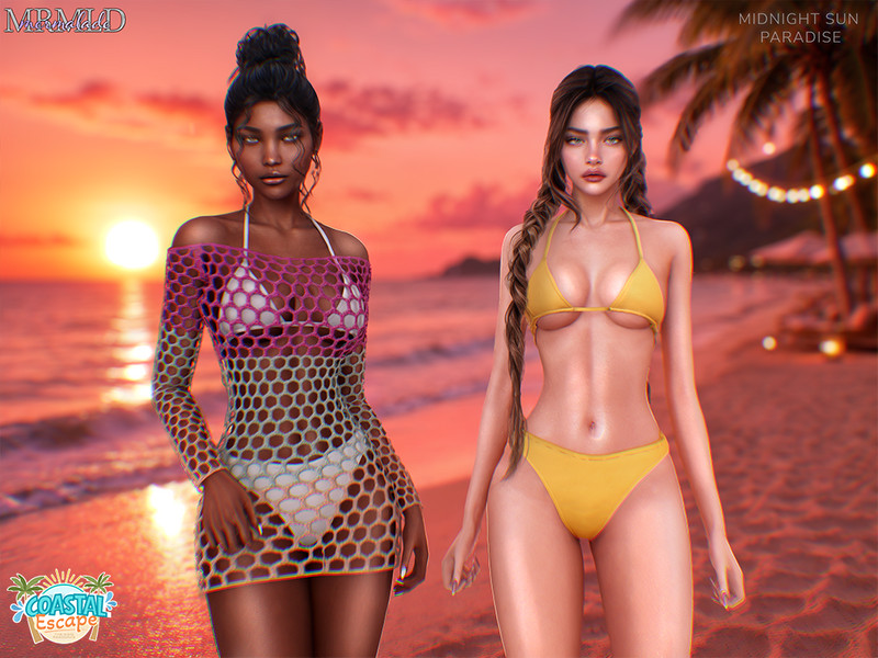 Sims 4 Patreon-labeled fashion CC -PATREON- Midnight Sun Paradise Collection by Mermalade