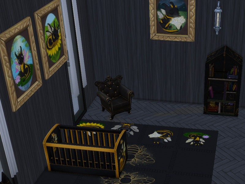 Sims 4 nursery furniture feeding and baby care CC WV Nursery Dresser Bee Dragon desgin by WriterVengeance