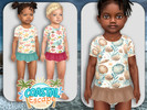 Sims 4 — Toddler Boho Seashore Beachwear by Pelineldis — Kids fashion clothing: five swimsuits for toddler girls with