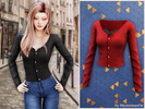 Sims 4 — Lace trim button cardigan top by MysteriousOo — This fitted ribbed top features a flattering V-neckline accented