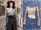 Sims 4 — Layered off-shoulder crop top by MysteriousOo — This trendy layered crop top combines a relaxed off-shoulder