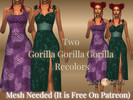 Sims 4 — Borrowed Canvas: Two Gorilla x3 Recolors by Draven298 — Gorilla x3's Mesh is Needed For Both Dresses So Make