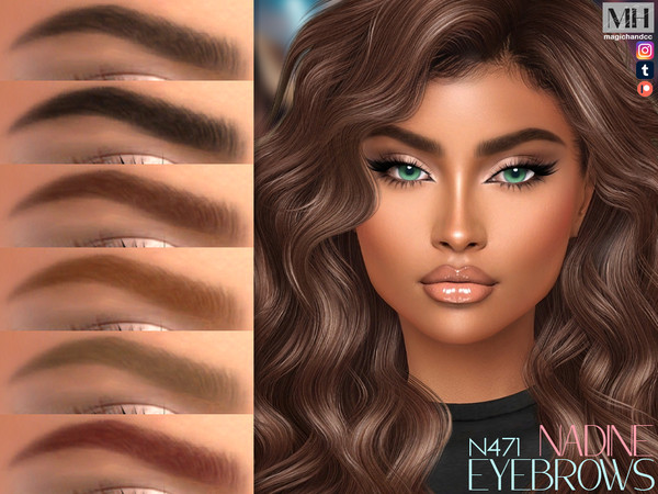Sims 4 — Nadine Eyebrows by MagicHand — Soft-arch brows in 13 colors - HQ Compatible.