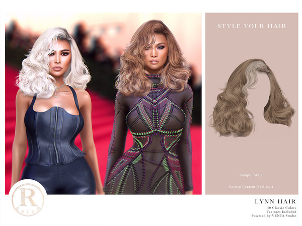 Sims 4 — RAMA - Lynn Hair by VentaStudio — 40 Colors (233 on Patreon)