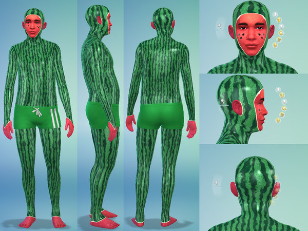 Sims 4 — watermelonskindimpleright by Lala_Sara — Skin that makes your sim look like a Watermelon.