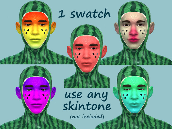 Sims 4 — watermelonskinforehead by Lala_Sara — Skin that makes your sim look like a Watermelon.