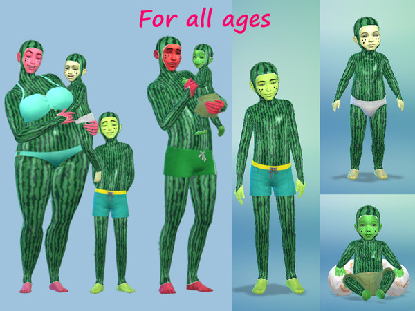 Sims 4 — watermelonskinfreckles by Lala_Sara — Skin that makes your sim look like a Watermelon.