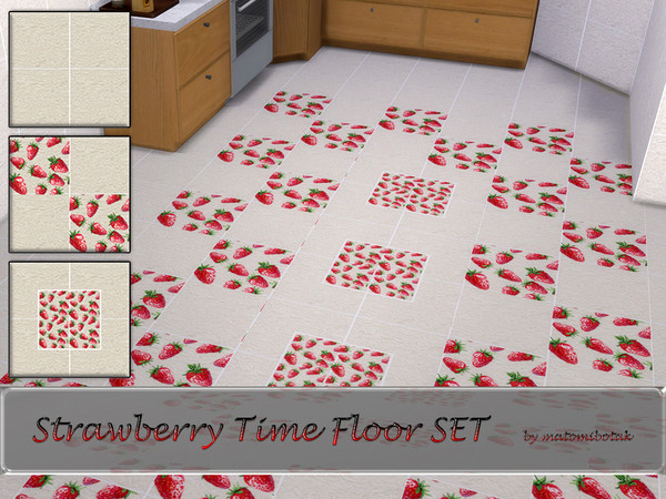 Sims 4 — Strawberry Time Floor SET by matomibotaki — Strawberry season has arrived, and now we can enjoy them on our