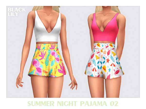 Sims 4 — Summer Night Pajama 2 by Black_Lily — YA, A, Teen