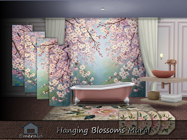 Sims 4 — Hanging Blossoms Mural by Emerald — Hanging blossoms will instantly adds dimension and color when you want to