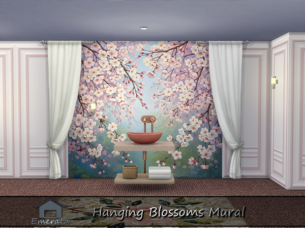 Sims 4 — Hanging Blossoms Mural2 by Emerald — Hanging blossoms will instantly adds dimension and color when you want to
