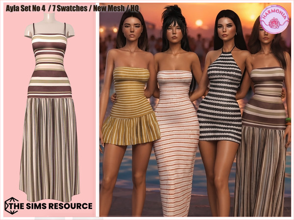 Sims 4 — Harmonia_TSR_Ayla_Set_DressNo4 by Harmonia — Dress No 1 - 8 Swatches